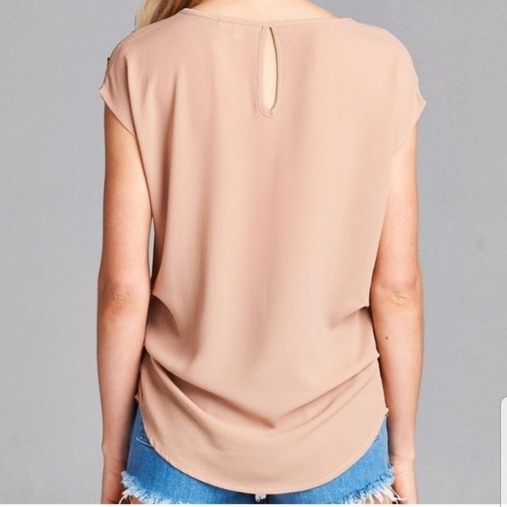 Tan Shoulder Detail Blouse - Picture 6 of 6
